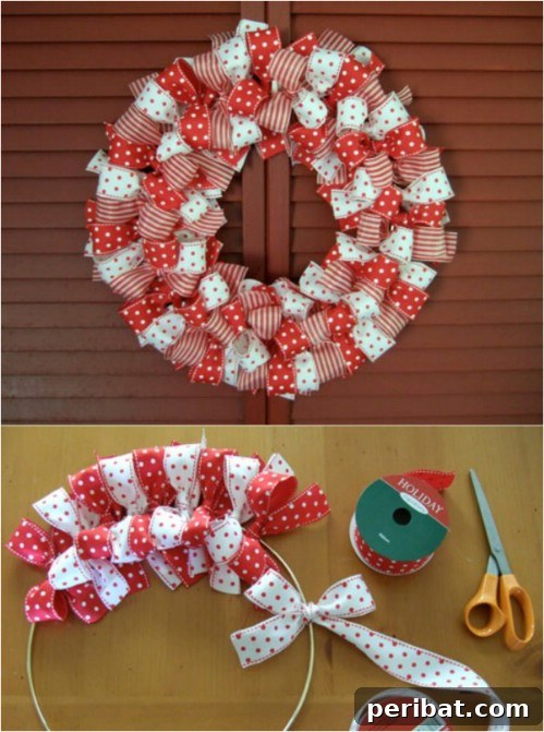 33 Festive Christmas Wreaths: Surprisingly Simple DIY Projects 26 Easy Ribbon Christmas Wreath Craft