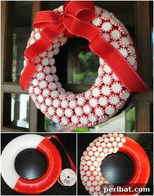 33 Festive Christmas Wreaths: Surprisingly Simple DIY Projects 4 Handmade Sweet Candy Wreath for Holidays
