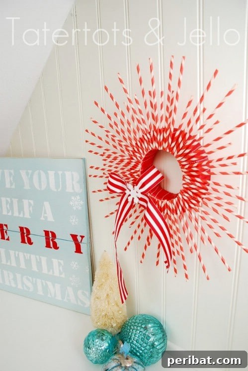 33 Festive Christmas Wreaths: Surprisingly Simple DIY Projects 34 DIY Stripy Paper Straw Christmas Wreath