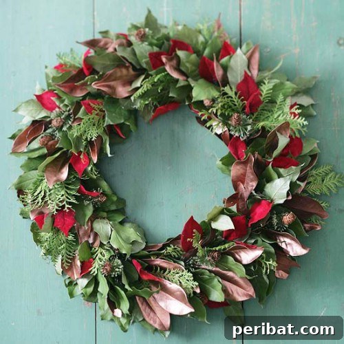 33 Festive Christmas Wreaths: Surprisingly Simple DIY Projects 5 Natural Layered Leaf Christmas Wreath