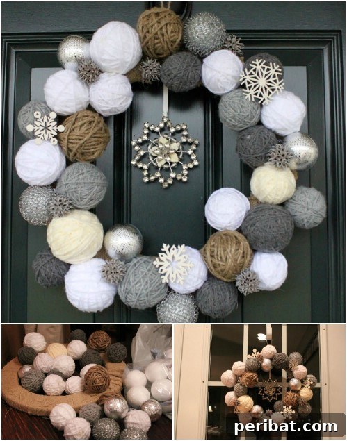 33 Festive Christmas Wreaths: Surprisingly Simple DIY Projects 6 Handmade Yarn Ball Wreath for Knitters