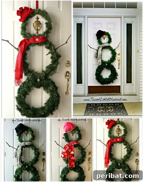33 Festive Christmas Wreaths: Surprisingly Simple DIY Projects 8 DIY Snowman Christmas Wreath for Front Door