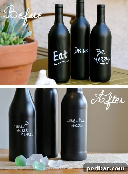 Chalkboard wine bottles.