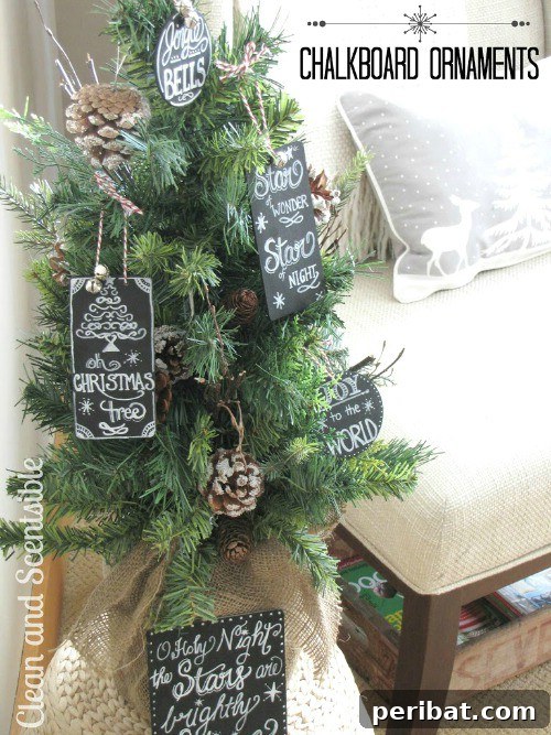 Chalkboard tree ornaments.