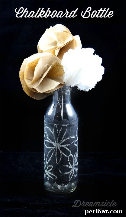 Create a vase from a bottle with chalkboard paint.