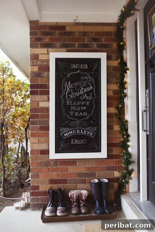 Chalkboard welcome sign.