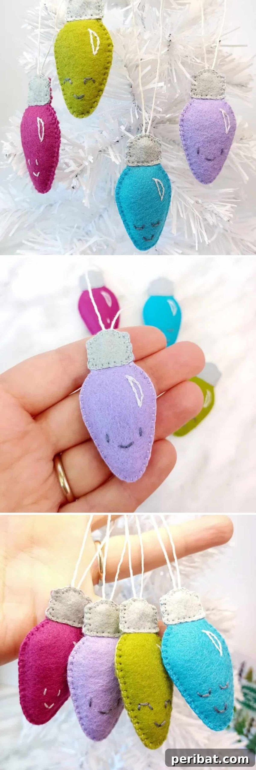 Felt Lightbulb Pattern ornaments