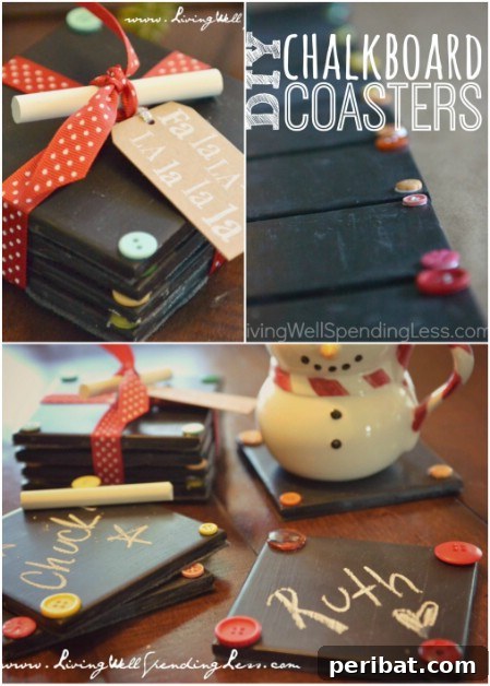 100 Awesome DIY Christmas Gifts People Will Rave About 13 Chalkboard Coasters