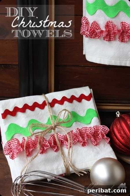 100 Awesome DIY Christmas Gifts People Will Rave About 52 Embellished Kitchen Towels