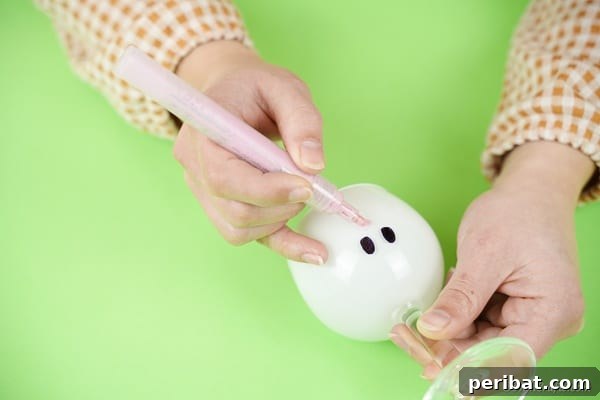 Hoppy Wine Glass Bunny Decor Tutorial 21 Adding nose to bunny