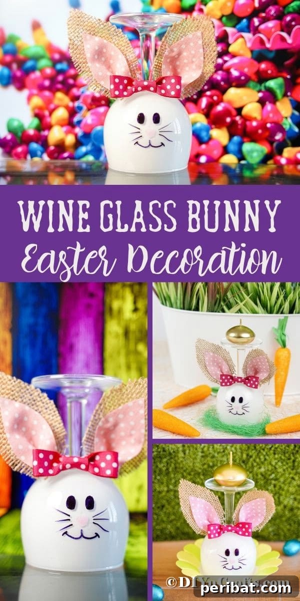 Small image of a wine glass bunny, likely for Pinterest.