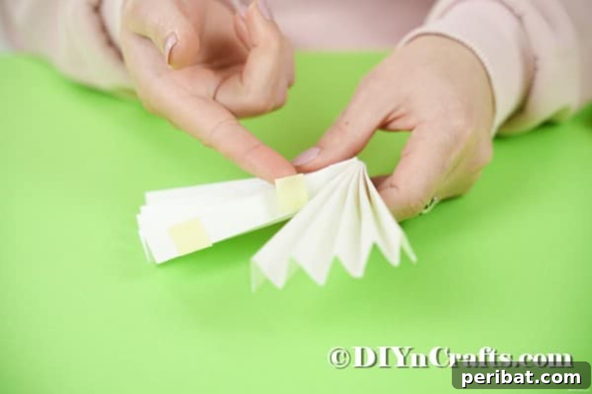 Gluing paper together as a fan