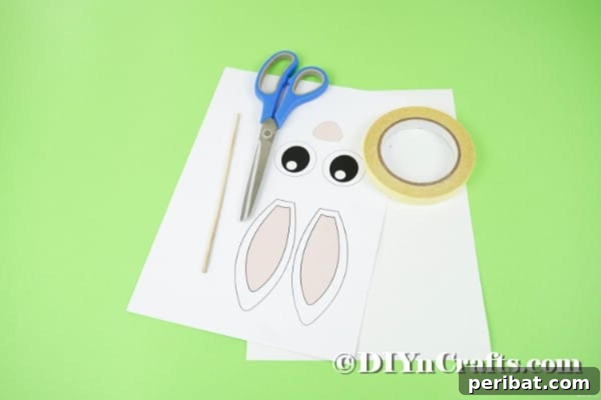 Supplies for making paper fan bunny