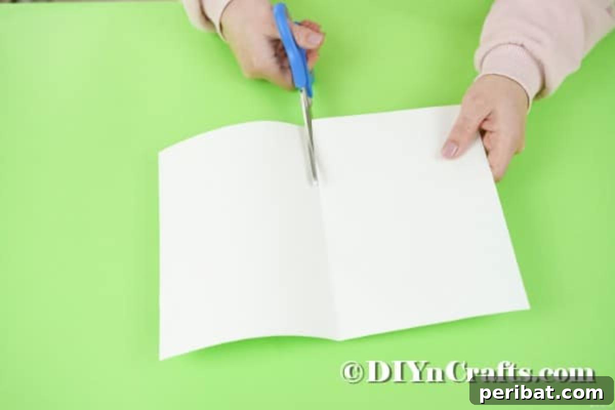 Cutting paper in half