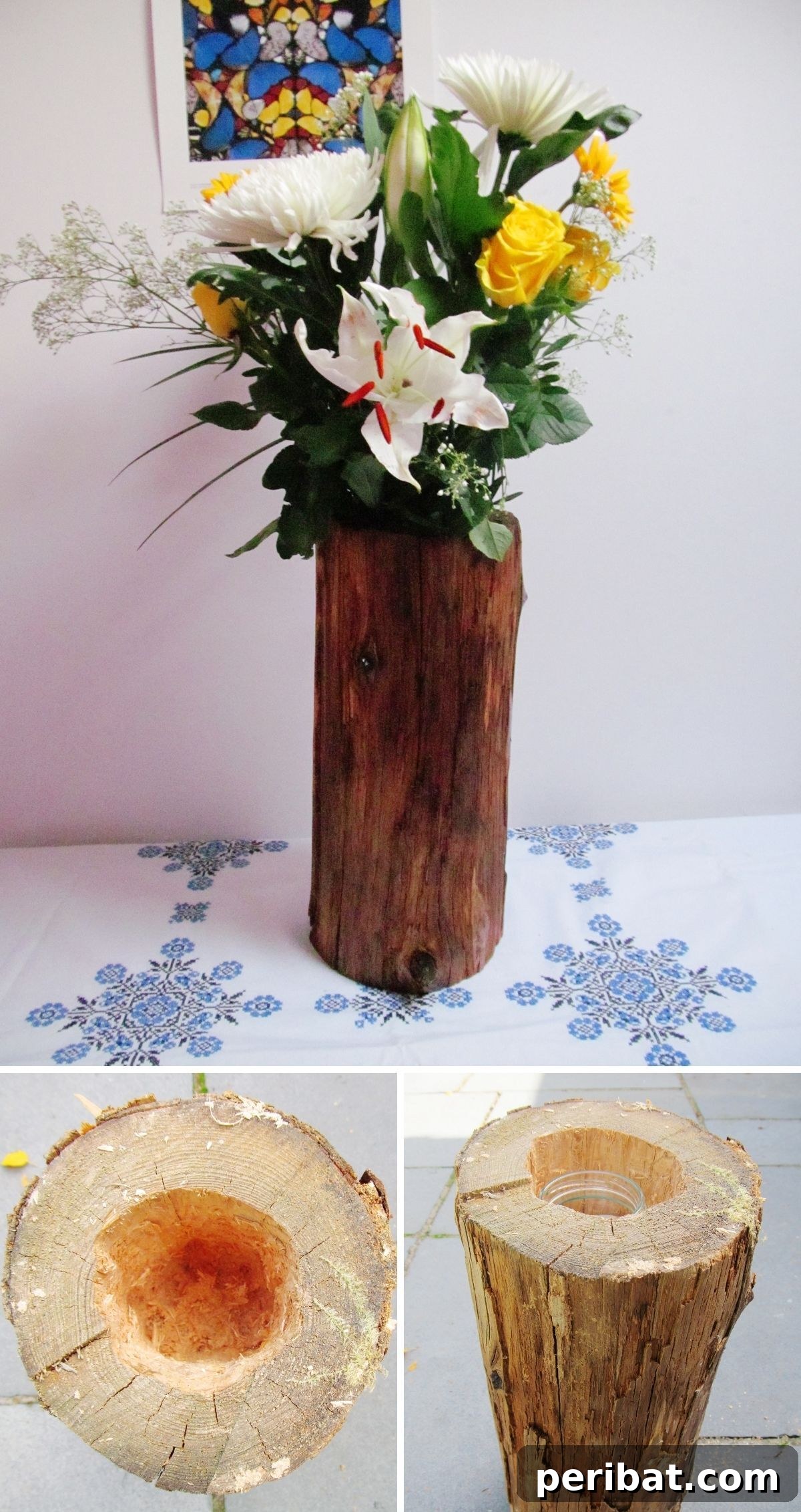 Woodland Wonders: DIY Log Crafts for a Nature-Inspired Interior 11 Vase