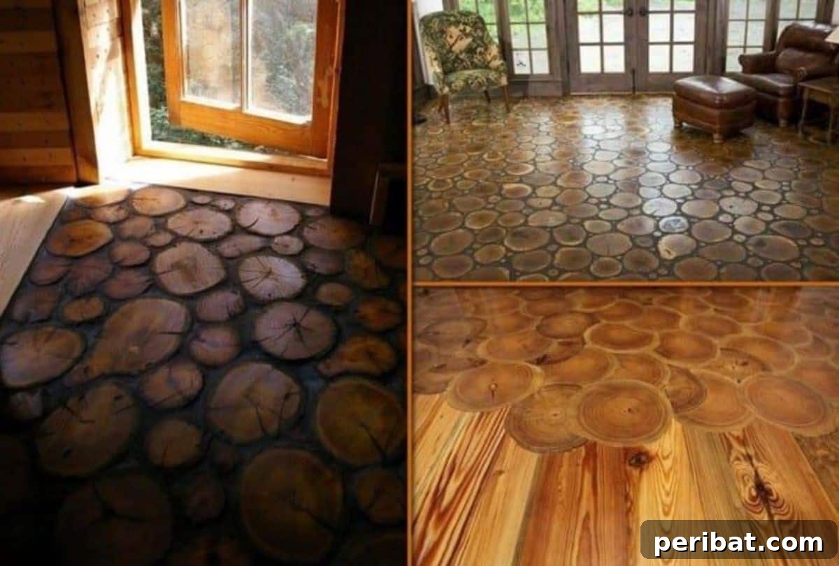 Woodland Wonders: DIY Log Crafts for a Nature-Inspired Interior 16 End Grain Wood Flooring