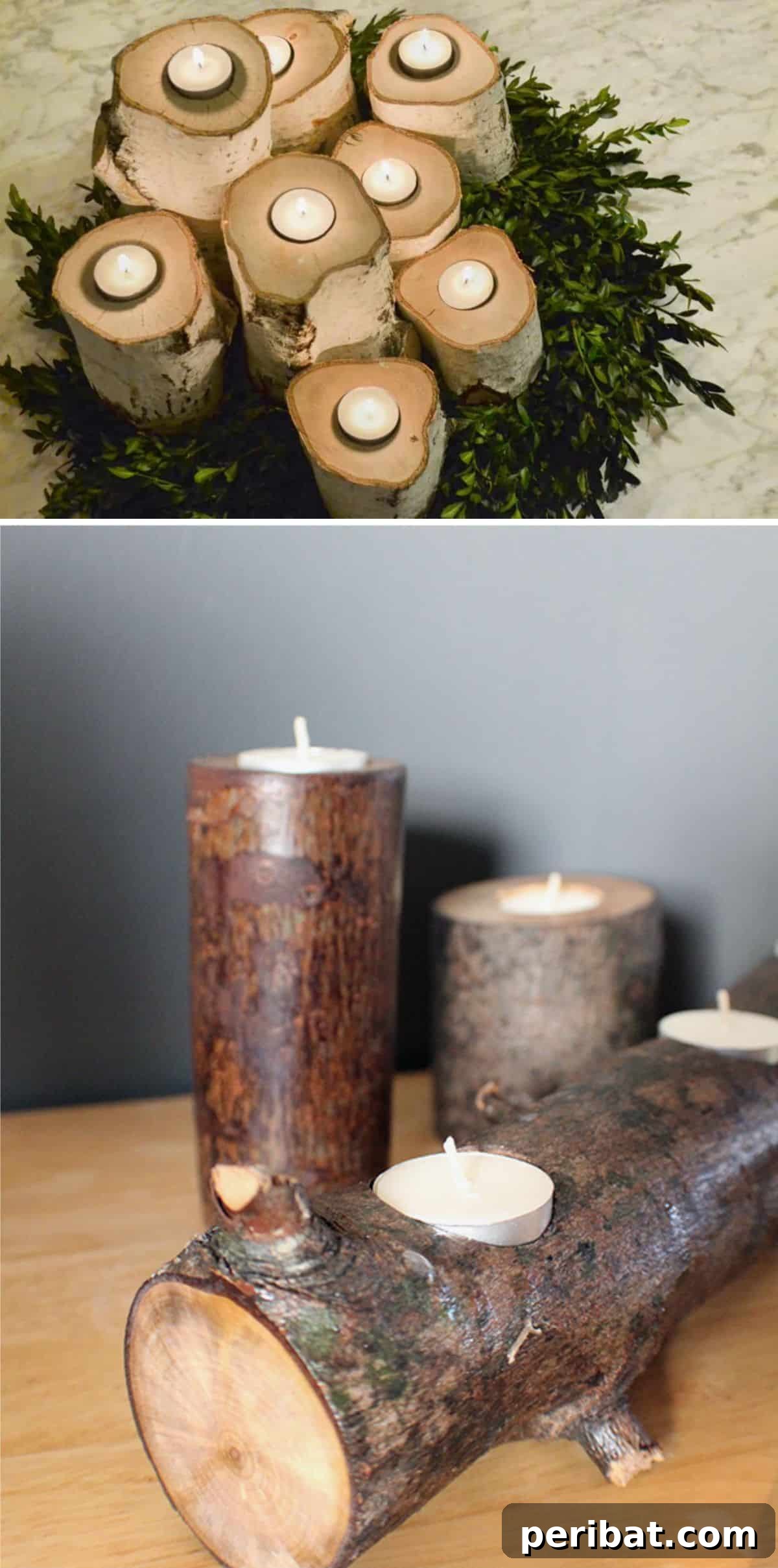 Woodland Wonders: DIY Log Crafts for a Nature-Inspired Interior 8 Candle Holders