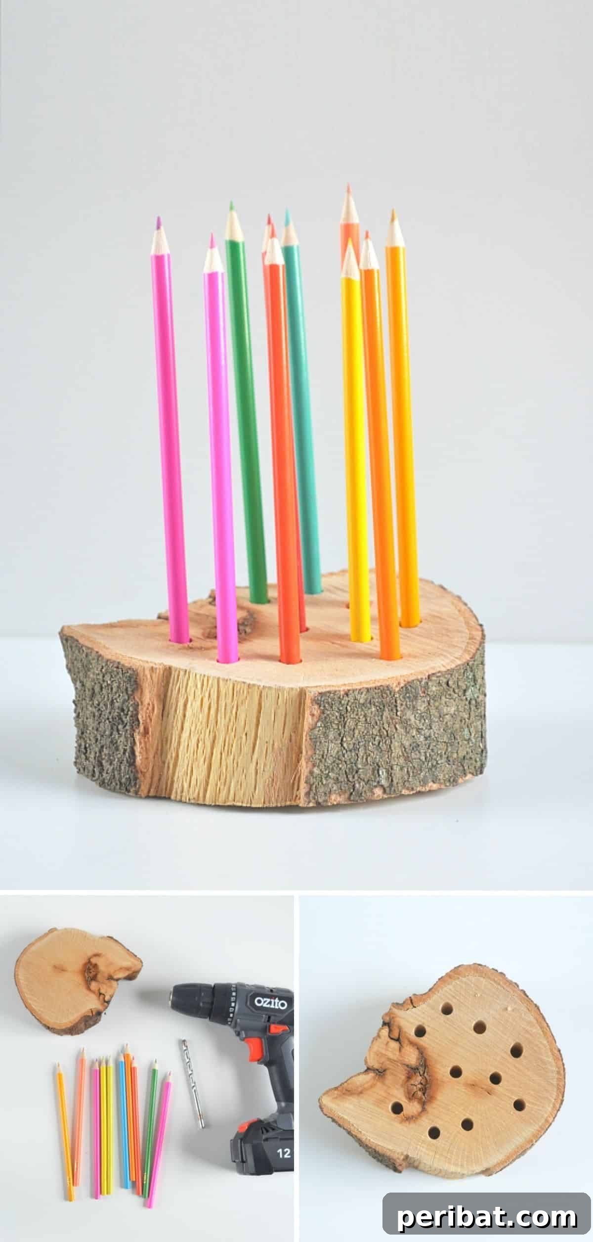 Woodland Wonders: DIY Log Crafts for a Nature-Inspired Interior 9 Pencil Holder