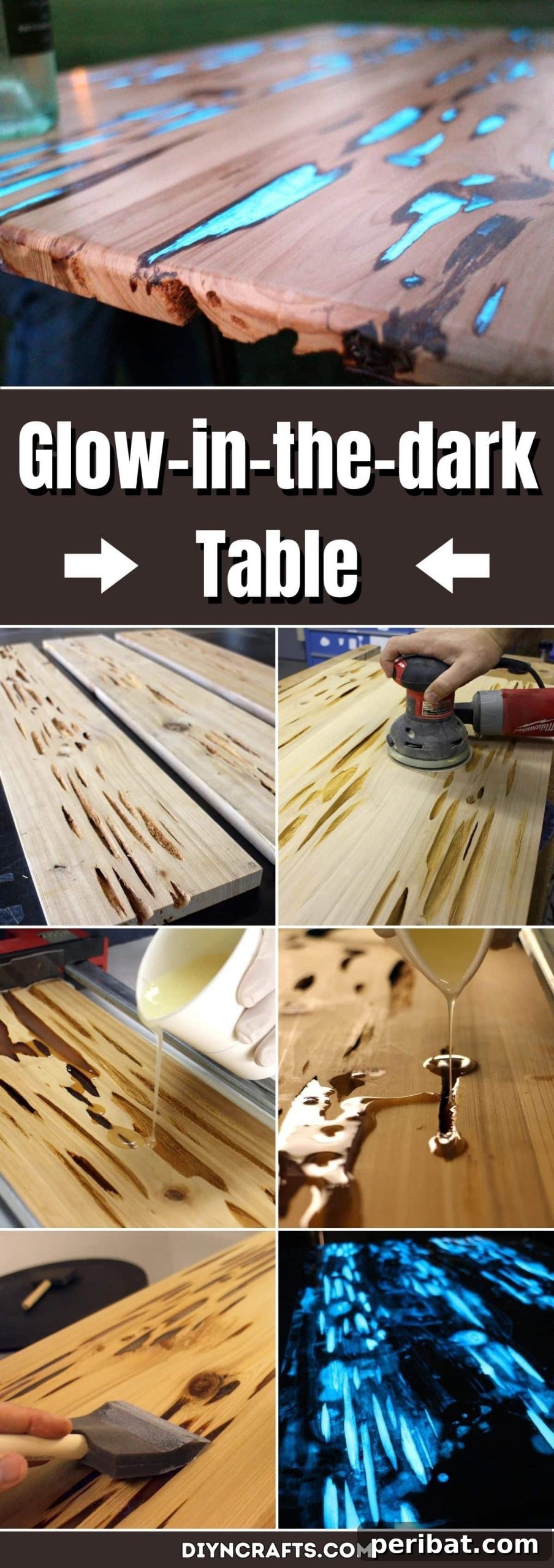 Rustic Glow: Enchanted Resin Tables 3 Step-by-step instructions for a DIY Glow-in-the-Dark River Table with Epoxy Resin Inlay