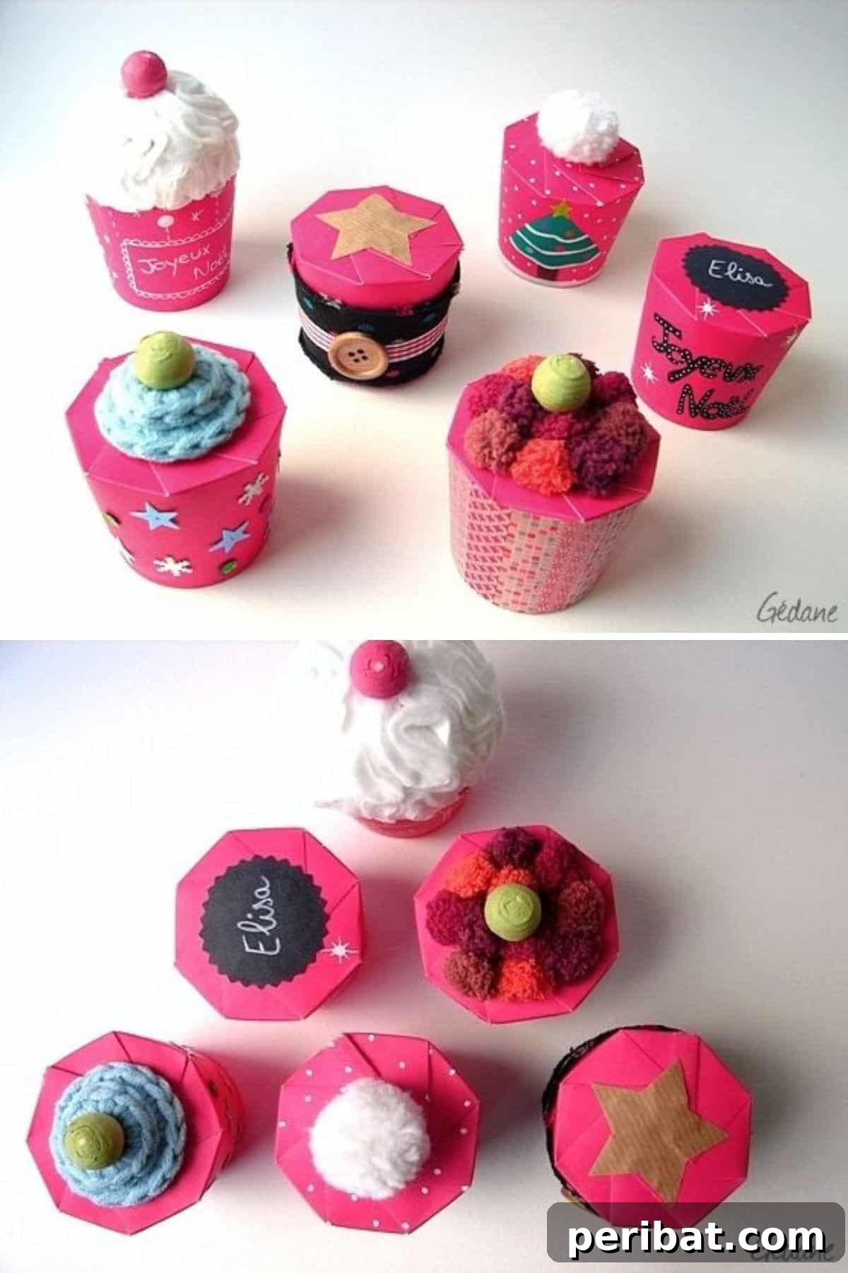 A simple paper cup ingeniously folded and transformed into a charming, small gift box, adorned with festive decorative elements.