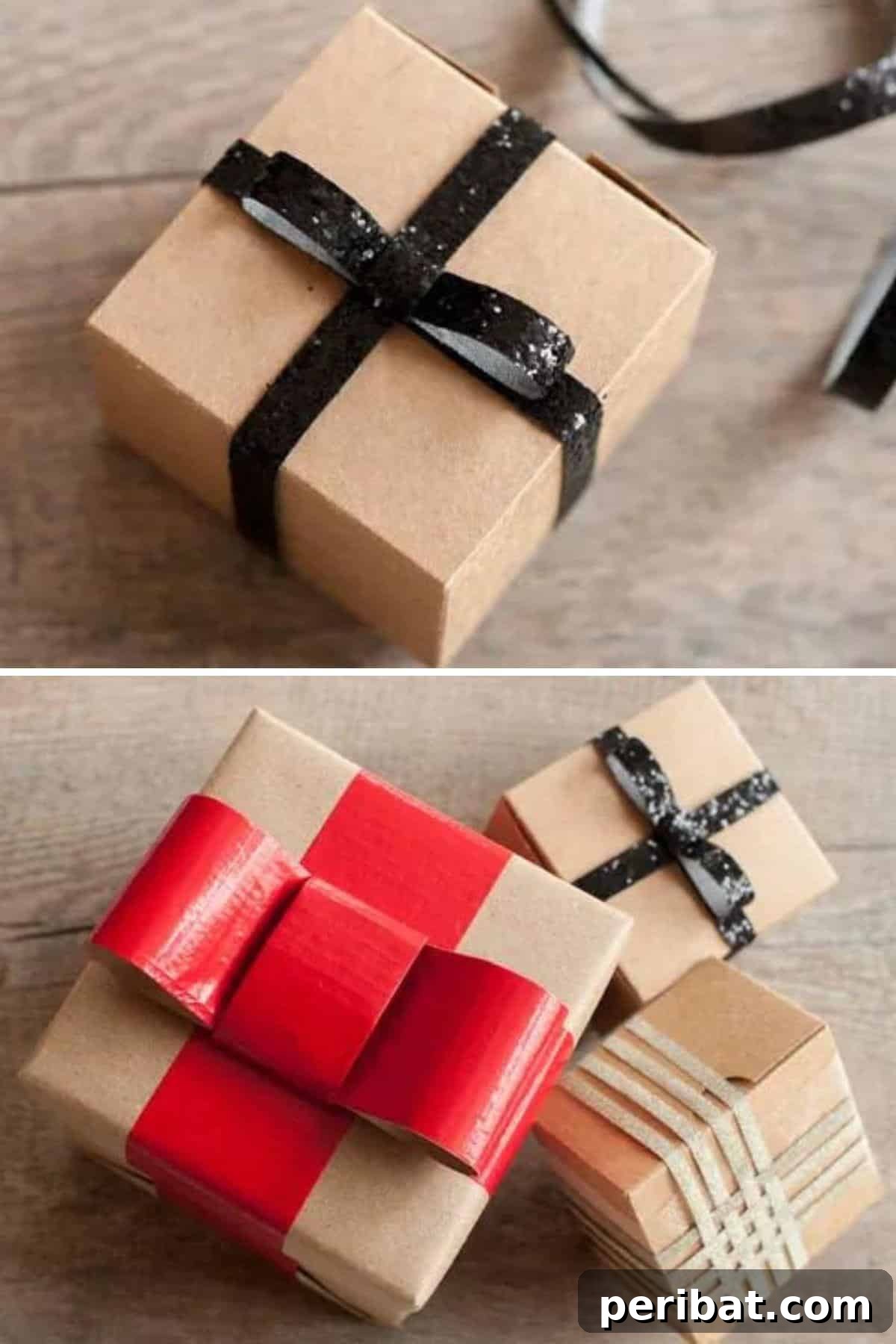 An elegantly wrapped gift featuring a sophisticated basket weave pattern created with sparkly ribbons, making it almost too beautiful to unwrap.