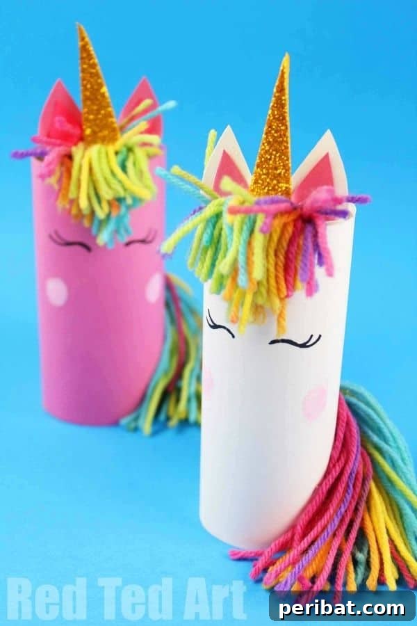 Creative Cardboard Roll Projects Kids Will Adore 15 Sparkly cardboard tube unicorn craft with rainbow mane, a magical project for kids.