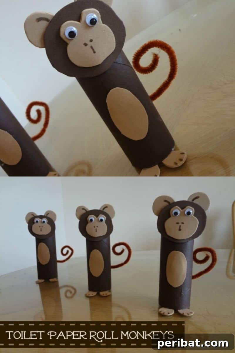 Creative Cardboard Roll Projects Kids Will Adore 19 Playful toilet paper roll monkey craft, encouraging imaginative play.