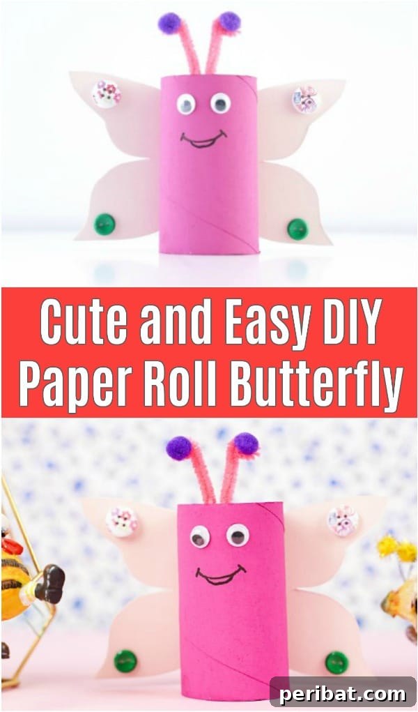 Creative Cardboard Roll Projects Kids Will Adore 3 Colorful paper roll butterfly craft for kids, perfect for spring decoration.