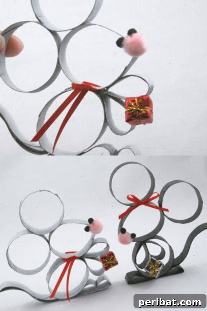 Creative Cardboard Roll Projects Kids Will Adore 27 Adorable toilet paper roll mouse craft, originally a Christmas ornament but versatile for any project.