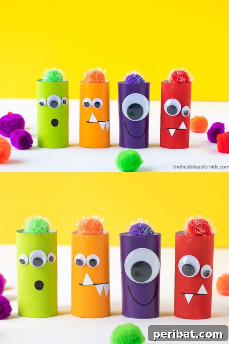 Creative Cardboard Roll Projects Kids Will Adore 29 Colorful paper roll monster craft, encouraging imagination and unique character creation.
