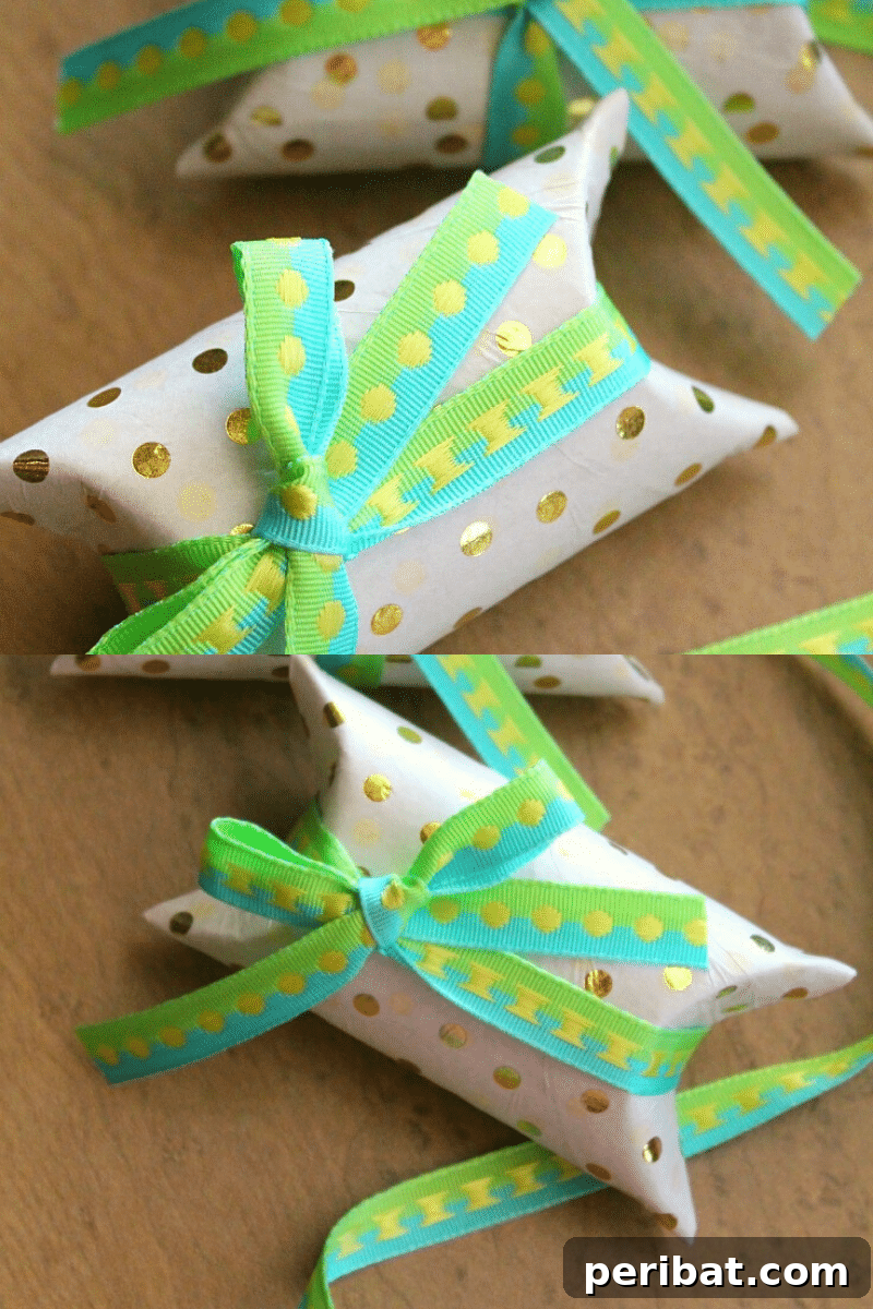 Creative Cardboard Roll Projects Kids Will Adore 31 DIY toilet paper roll gift box, creatively repurposed for small presents or treats.