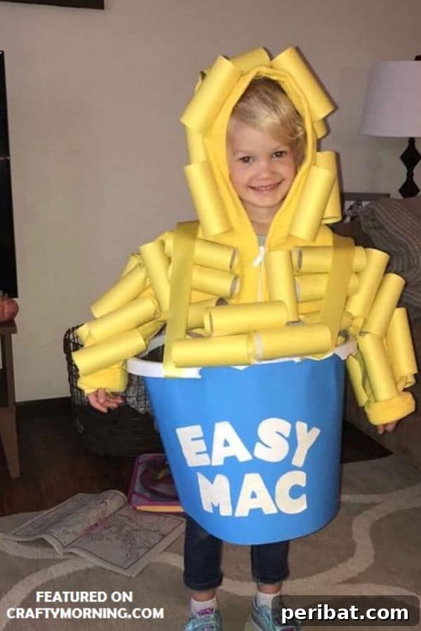 Creative Cardboard Roll Projects Kids Will Adore 10 Unique toilet paper roll mac and cheese costume, perfect for Halloween.