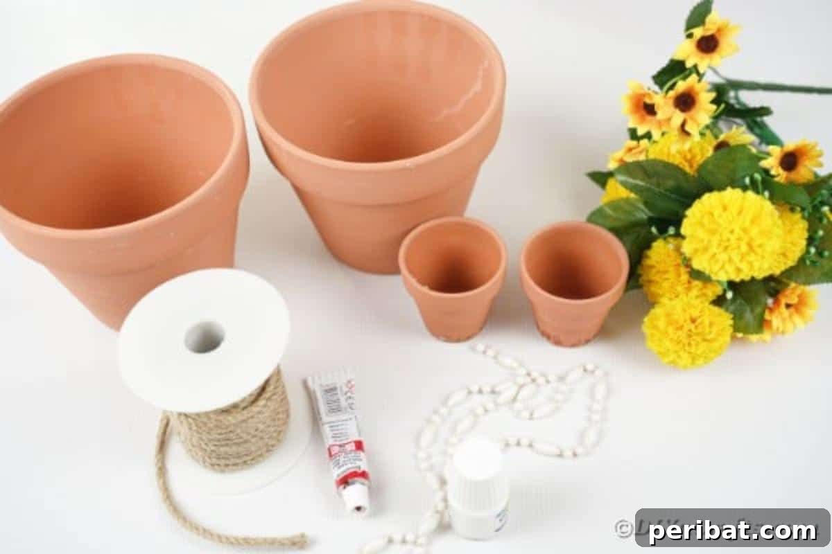 Collection of Supplies for DIY Flower Pot Girl Craft