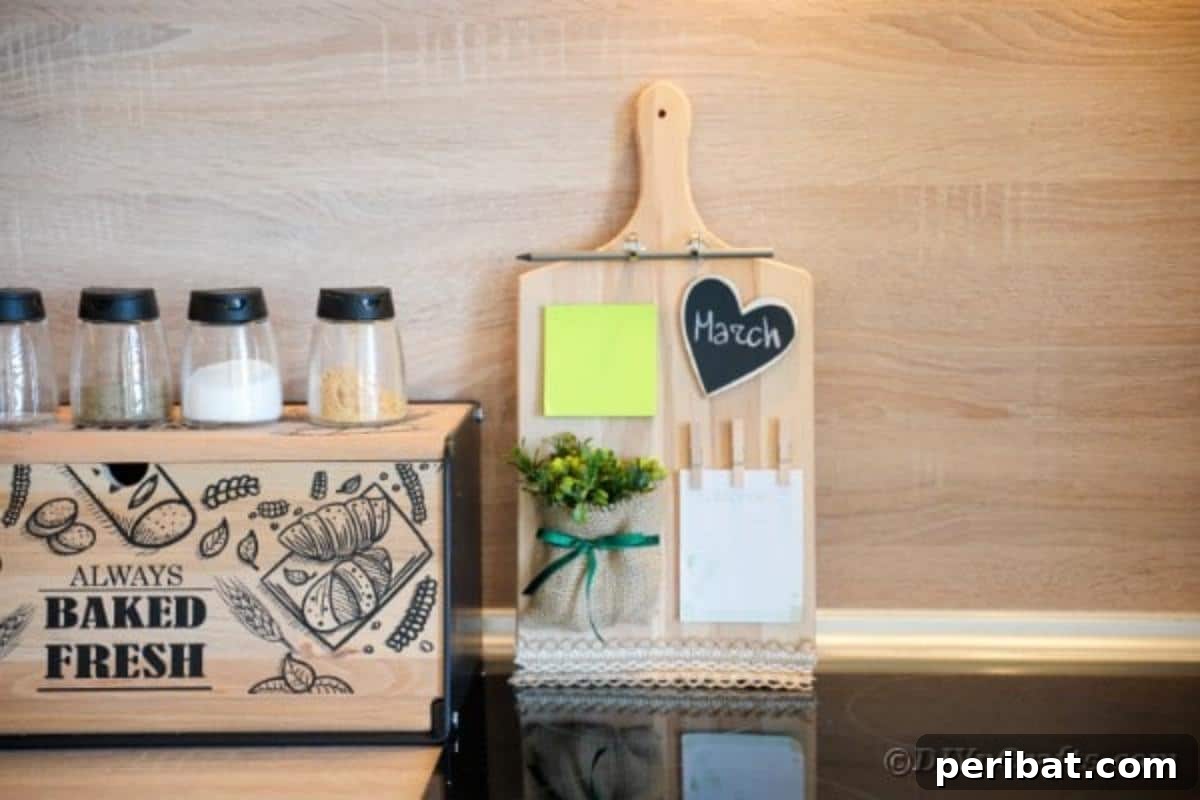 Rustic Reclaimed Cutting Board Command Hub 5 Cutting board command center on counter