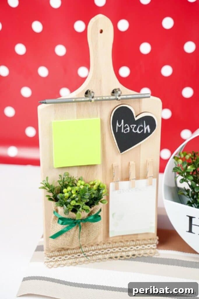 Rustic Reclaimed Cutting Board Command Hub 24 Cutting board by flower decor in front of red and white background
