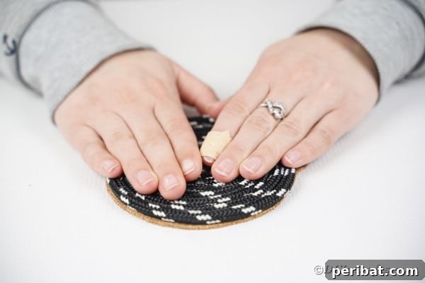 Gluing coaster to cork