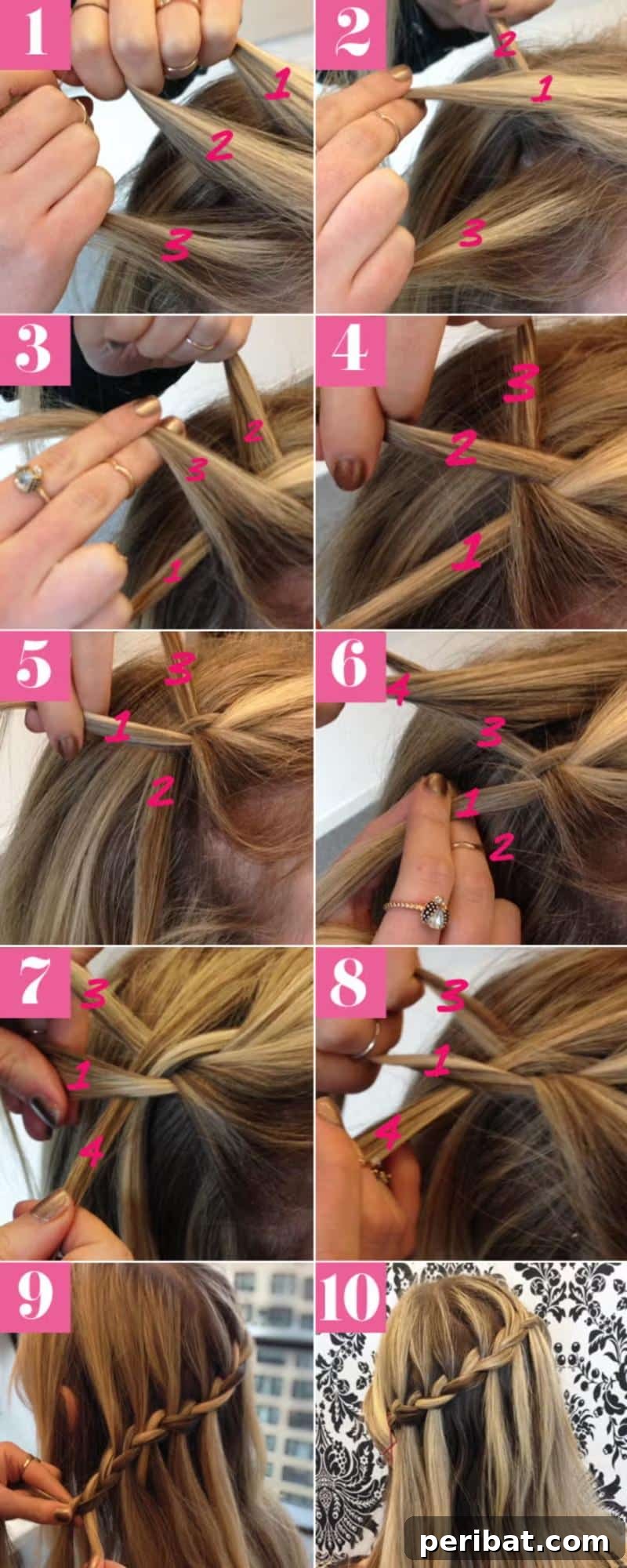 Deck the Hair: 12 Adorable DIY Christmas Styles for Every Length 14 Waterfall Braid Hairstyle