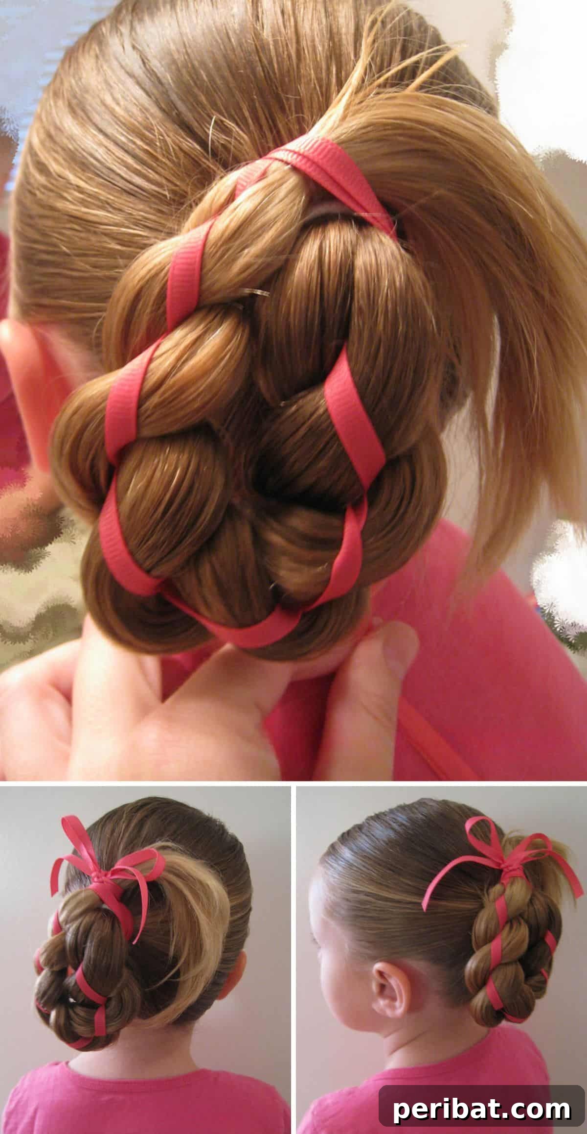 Deck the Hair: 12 Adorable DIY Christmas Styles for Every Length 8 Four-Strand Ribbon Braid Hairstyle