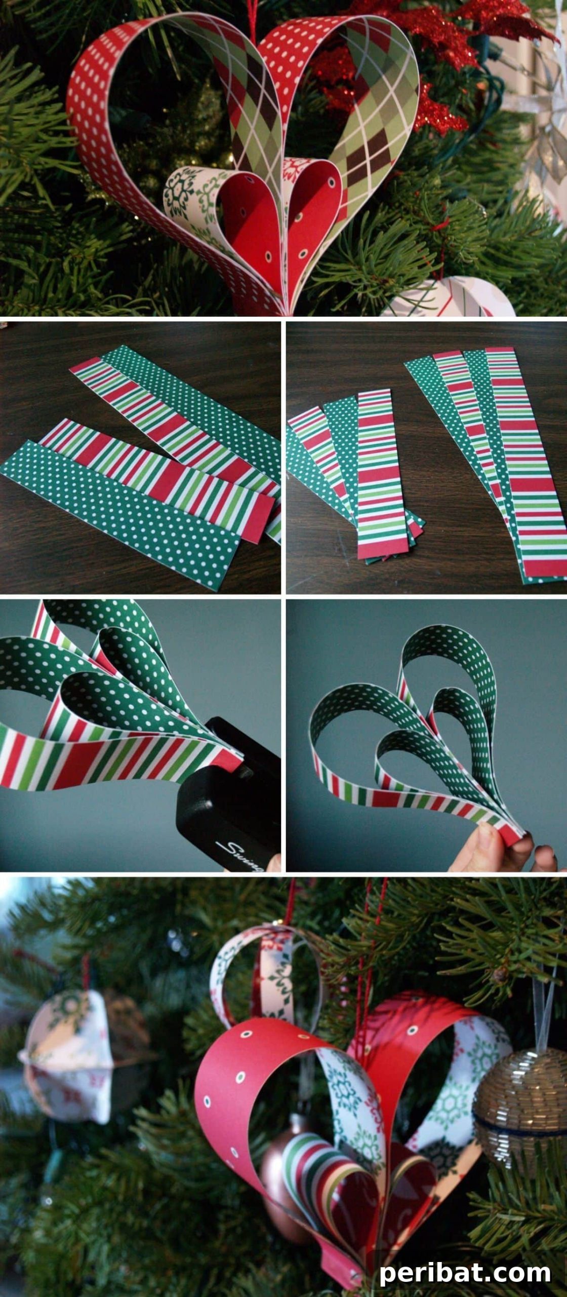 Easy Heart paper ornaments