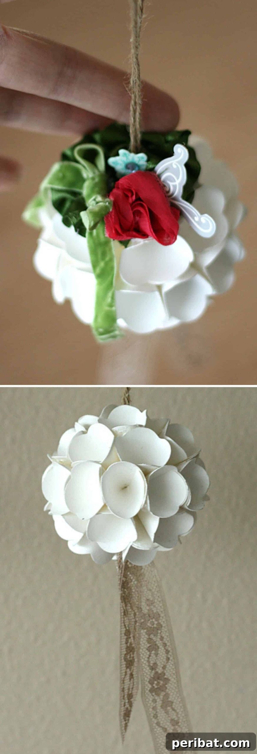 Scalloped Ball paper ornaments