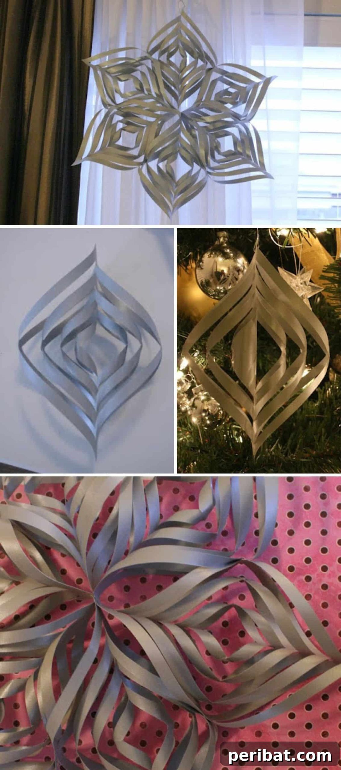 Twisted Snowflake paper ornaments