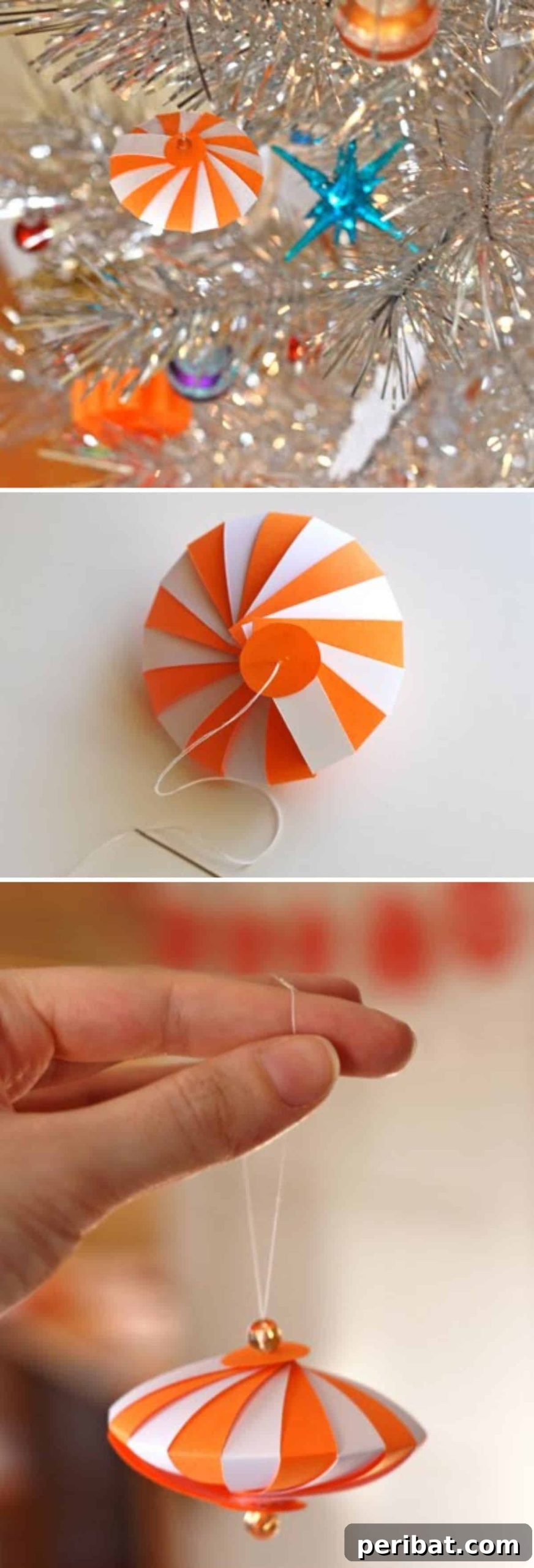 Striped Spaceship paper ornaments