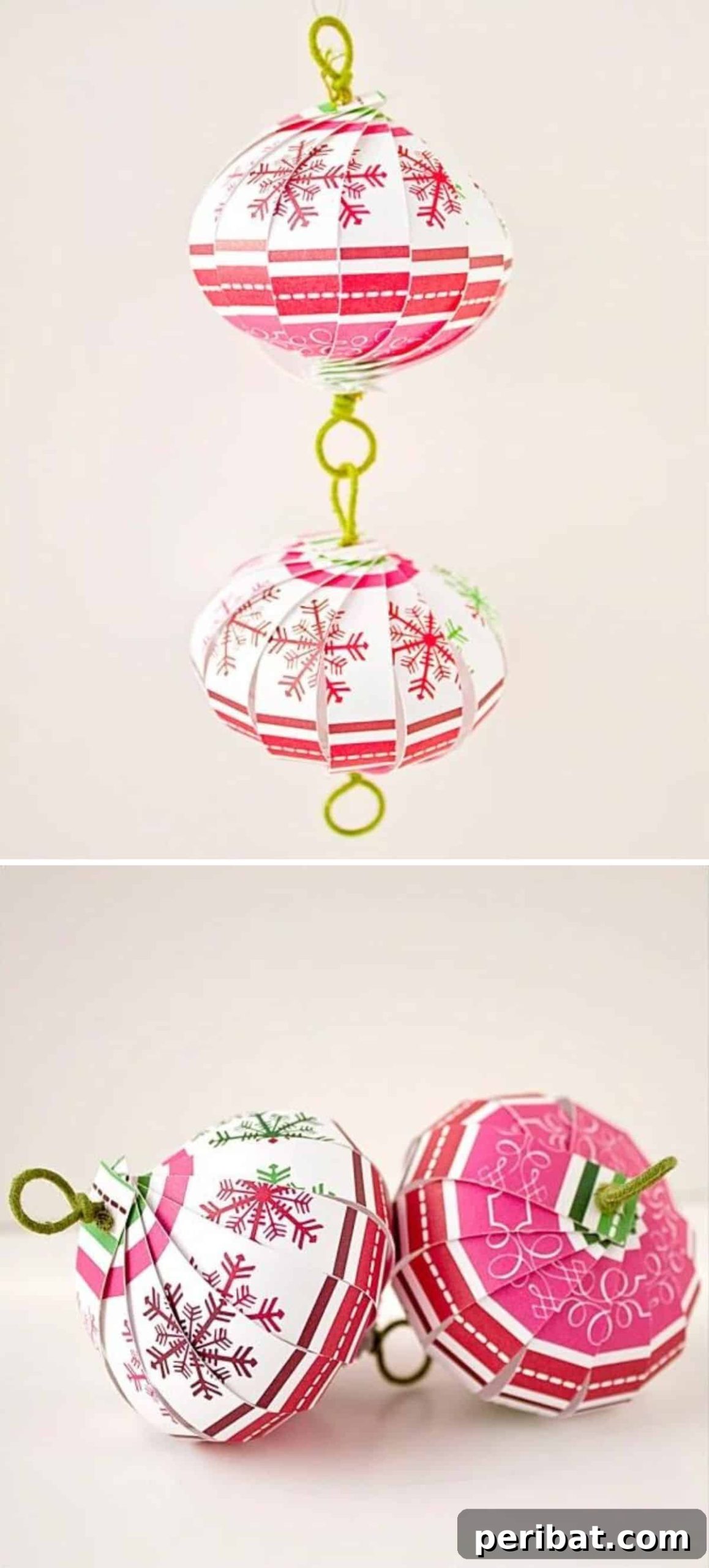 Striped Ball paper ornaments