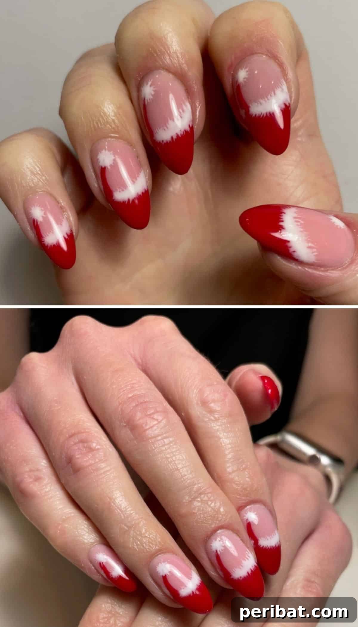 20 Ingenious DIY Christmas Nail Art Designs That Dazzle 13 Santa’s Hat nail art design