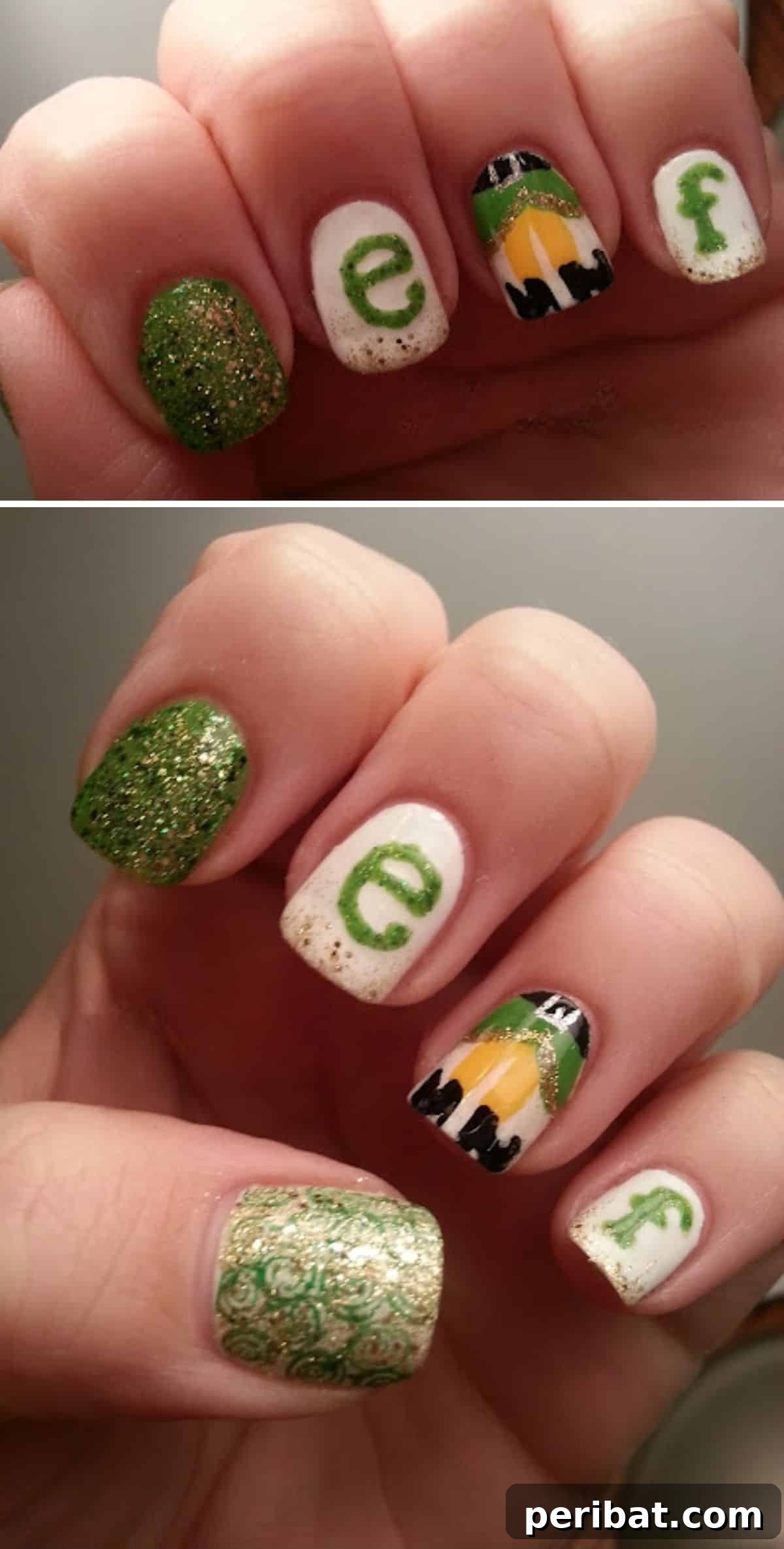 20 Ingenious DIY Christmas Nail Art Designs That Dazzle 15 Christmas Elf nail art design