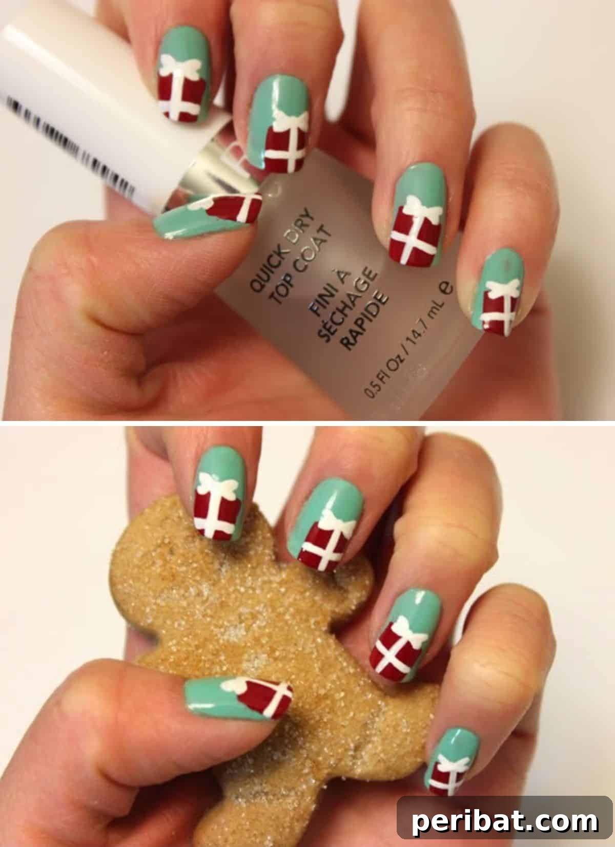 20 Ingenious DIY Christmas Nail Art Designs That Dazzle 16 Present Me with a Gift nail art design