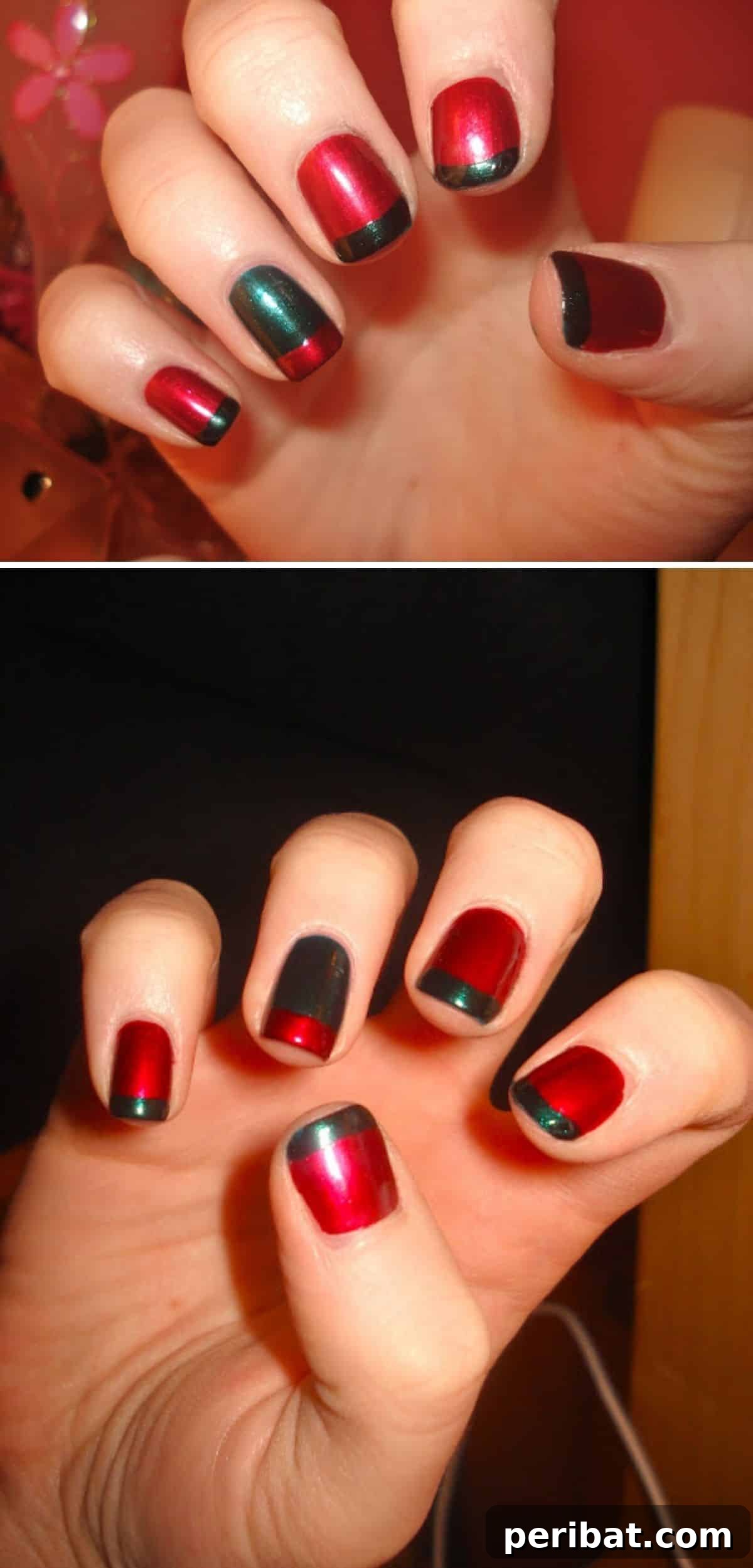 20 Ingenious DIY Christmas Nail Art Designs That Dazzle 20 Alternating French Mani Christmas nail art