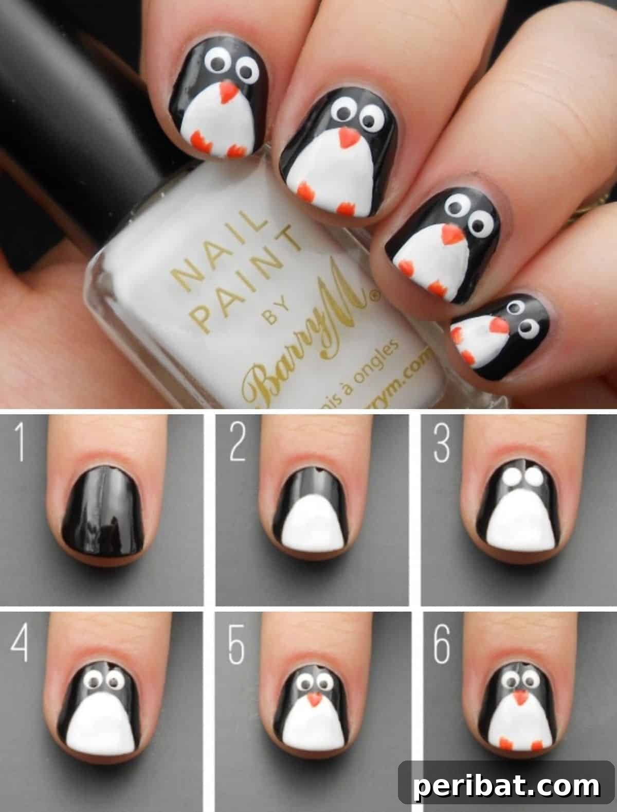 20 Ingenious DIY Christmas Nail Art Designs That Dazzle 21 Penguin Power nail art design