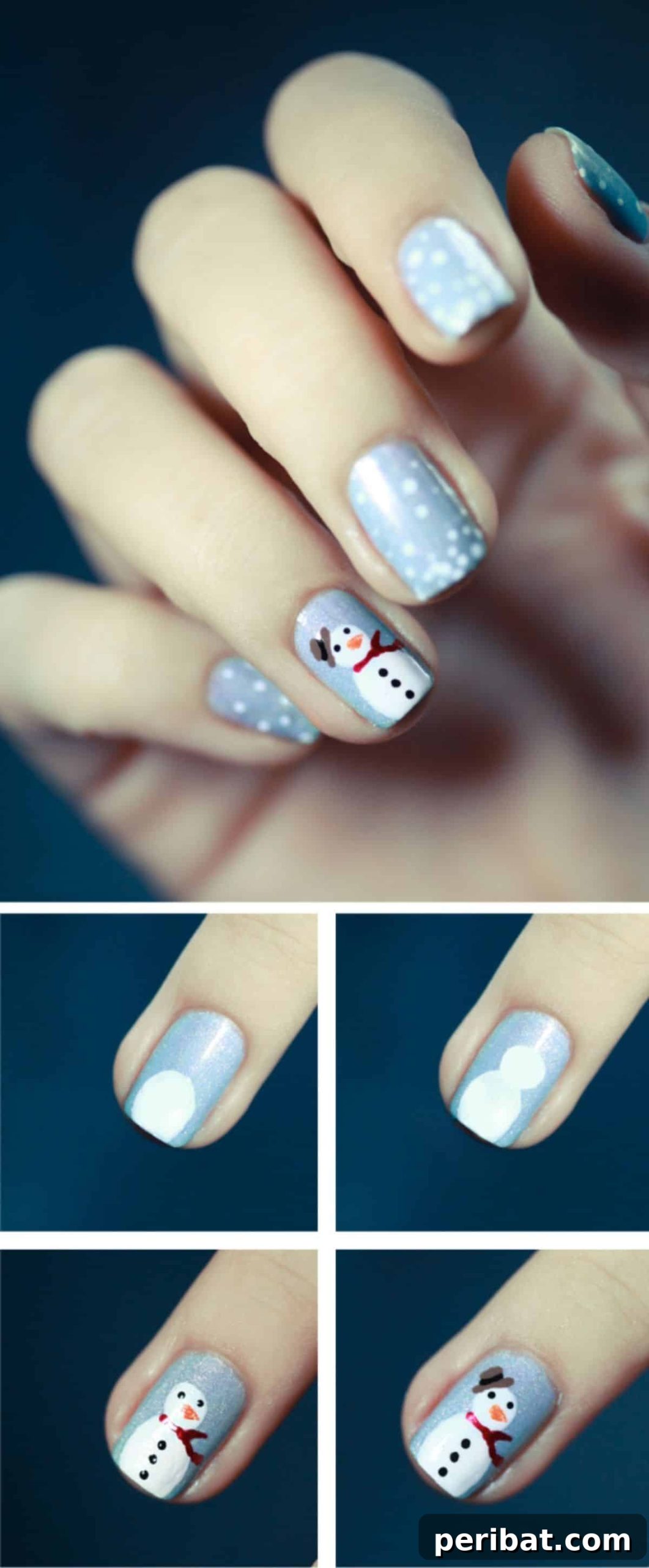 20 Ingenious DIY Christmas Nail Art Designs That Dazzle 5 Frosty the Snowman nail art design
