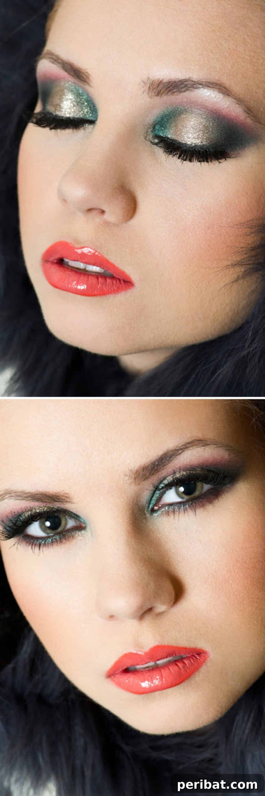 Glamorous Holiday Makeup Looks 11 Christmas Colors makeup look using red, green, and gold eyeshadow